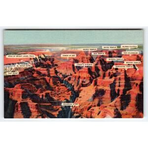 Colorado River Air View Grand Canyon Arizona Linen Postcard Curt Teich Vintage